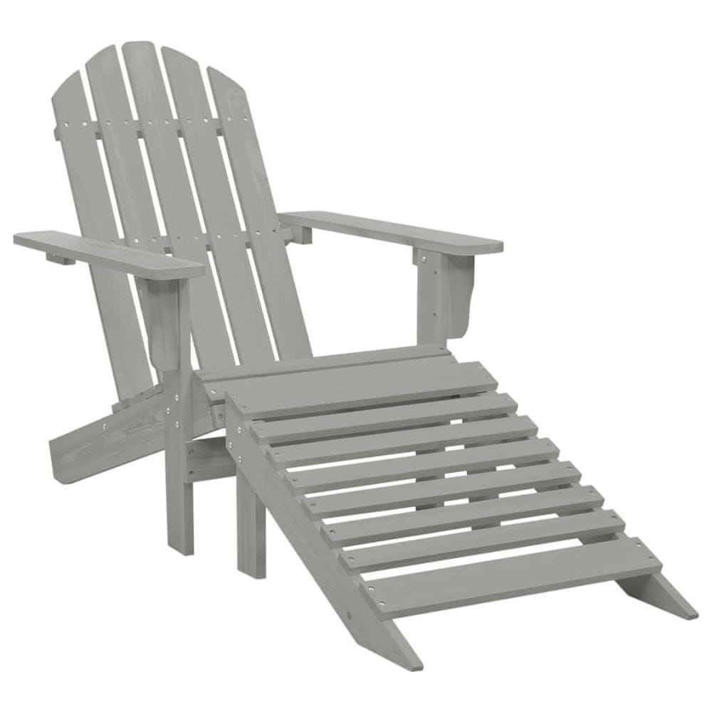 Vidaxl Záhradná stolička s taburetkou sivá drevená